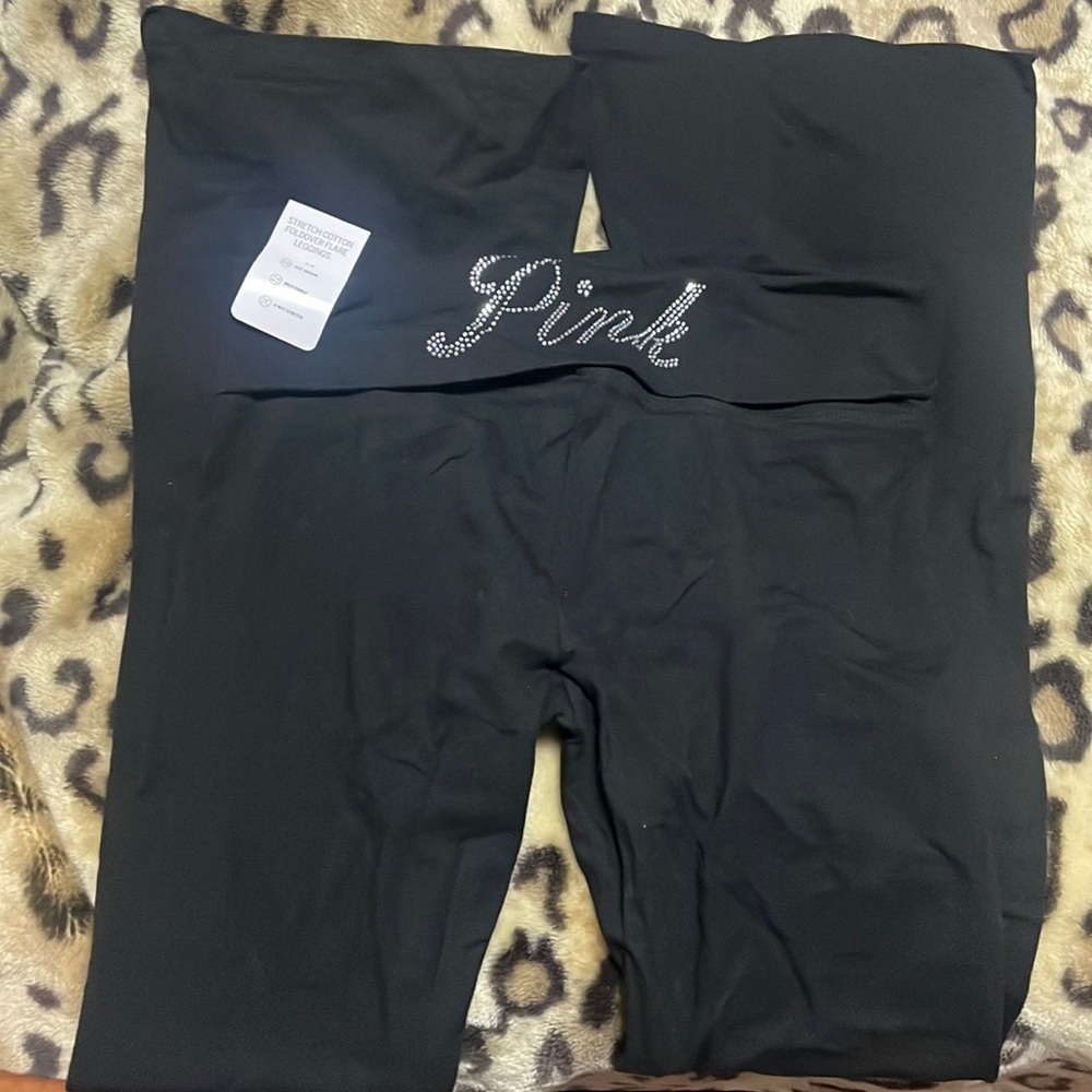 Pink flare fold over leggings
